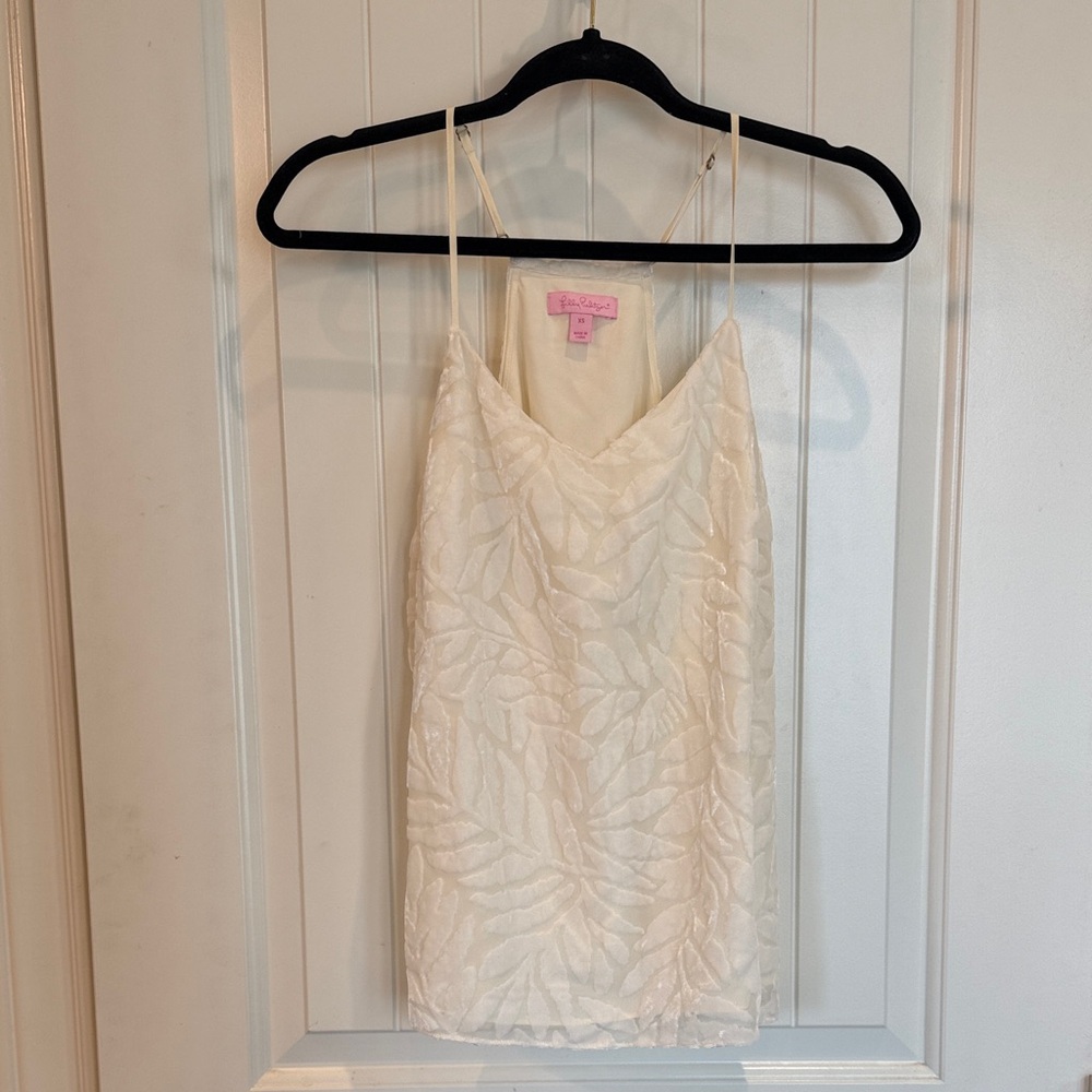 Lilly Pulitzer Ivory Leaf-Pattern Slip Tank